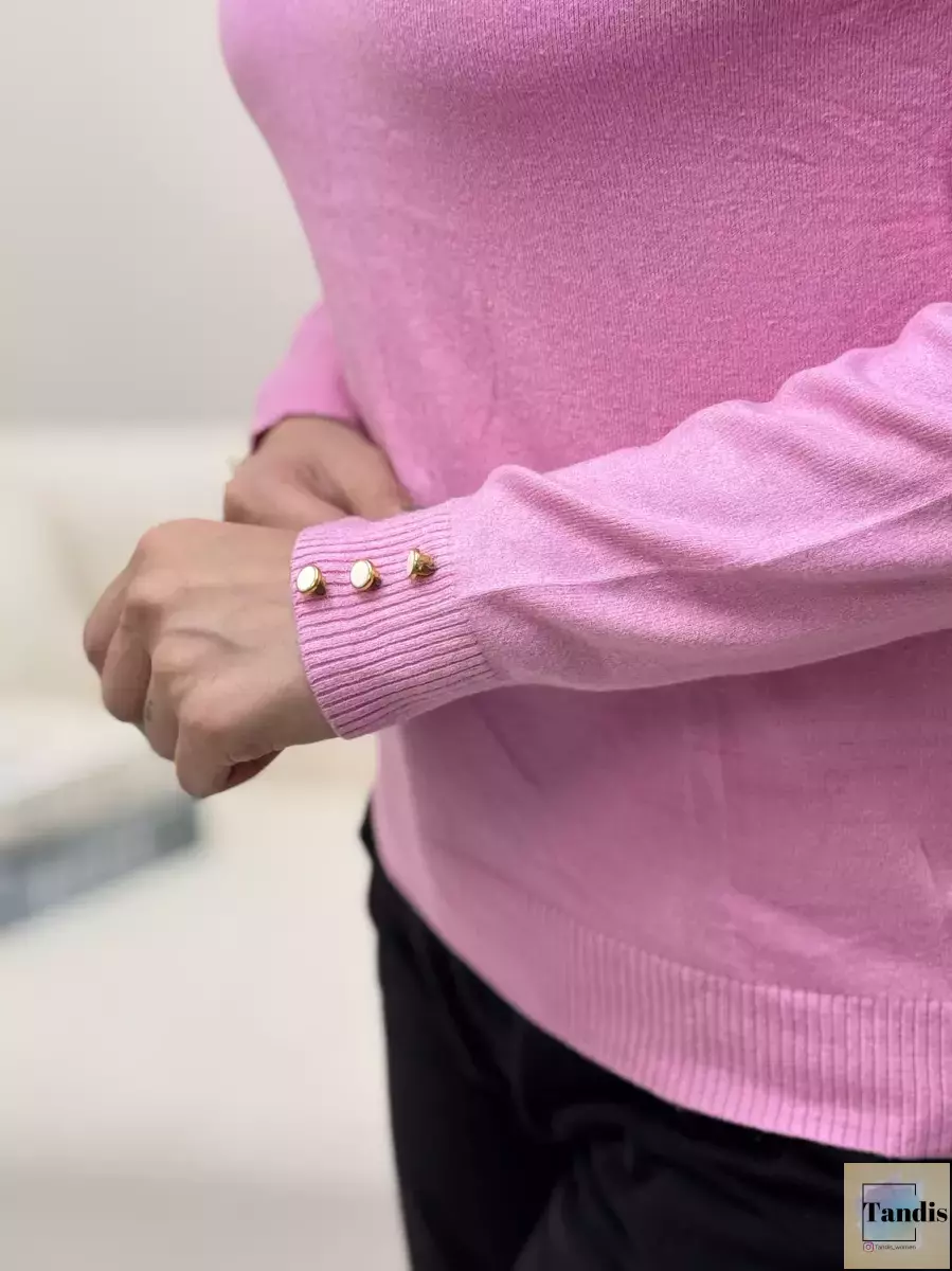 بافت یقه اسکی آستین دکمه