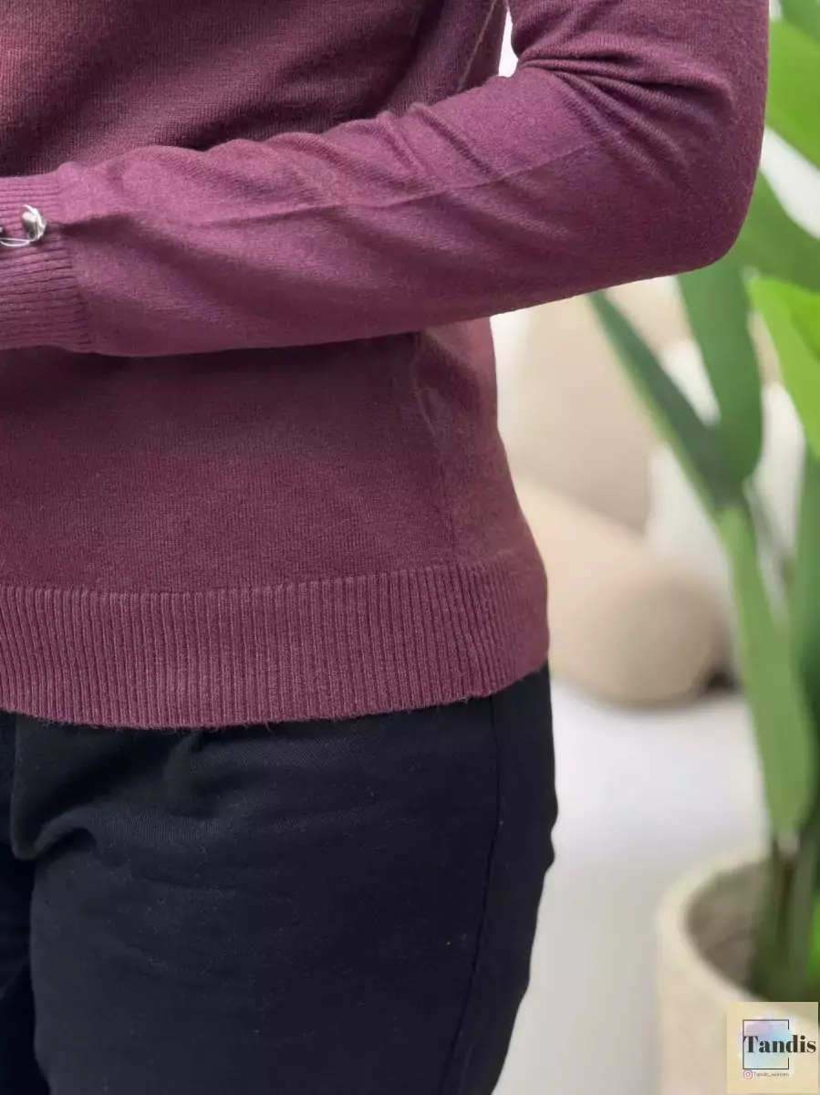 بافت یقه اسکی آستین دکمه