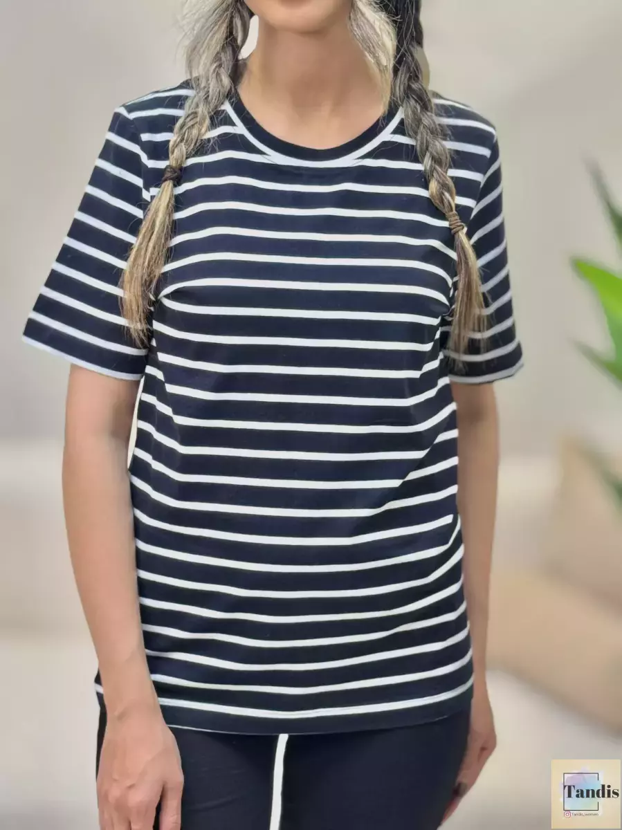 تیشرت راه راه(سرمه ای/سفید)