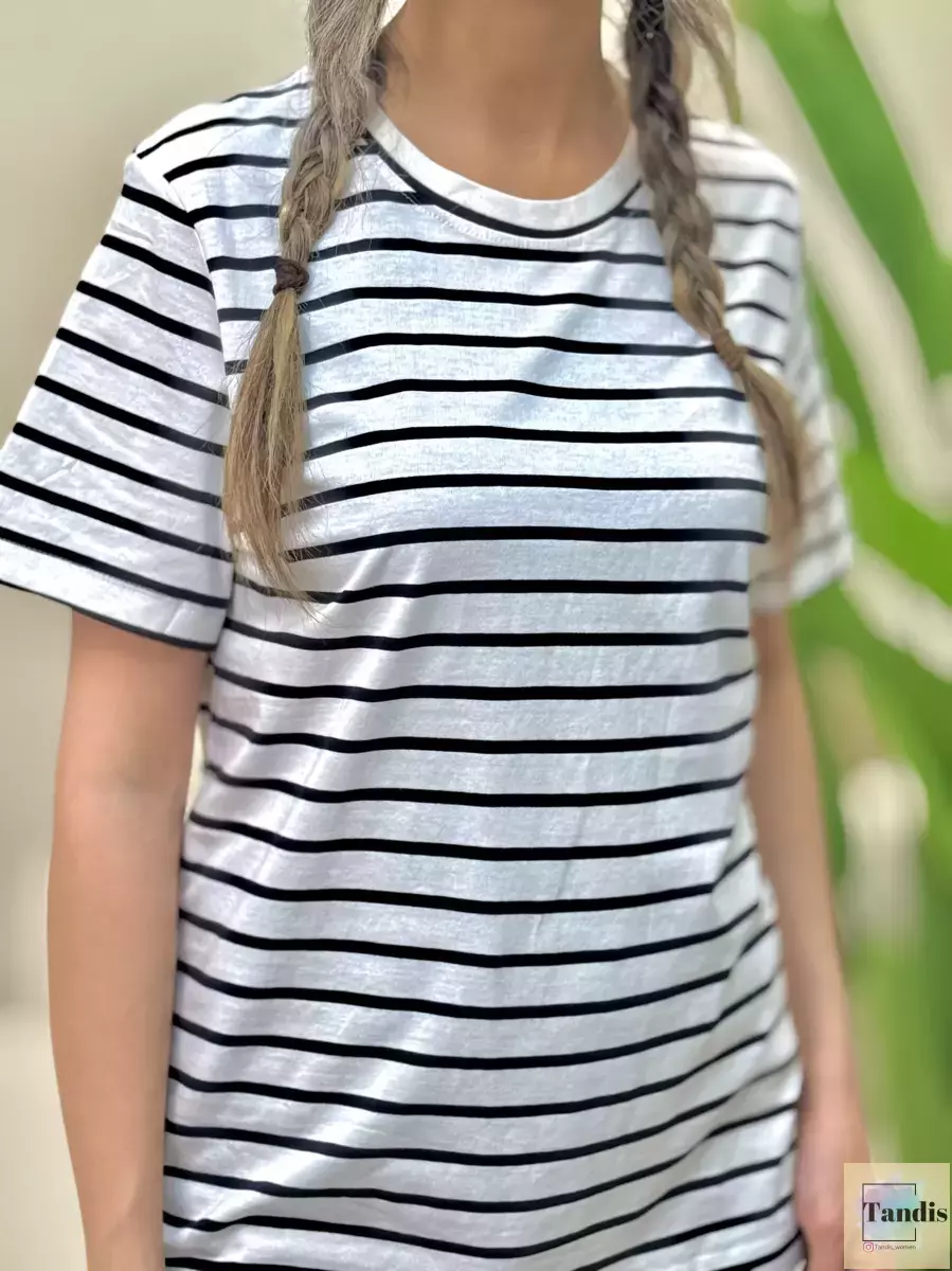 تیشرت راه راه(سرمه ای/سفید)