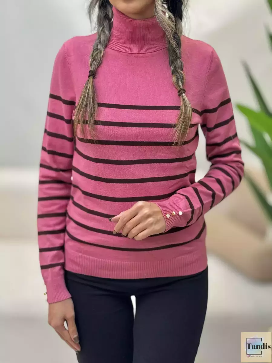 بافت راه راه آستین دکمه