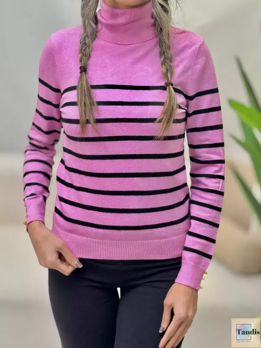 بافت راه راه آستین دکمه