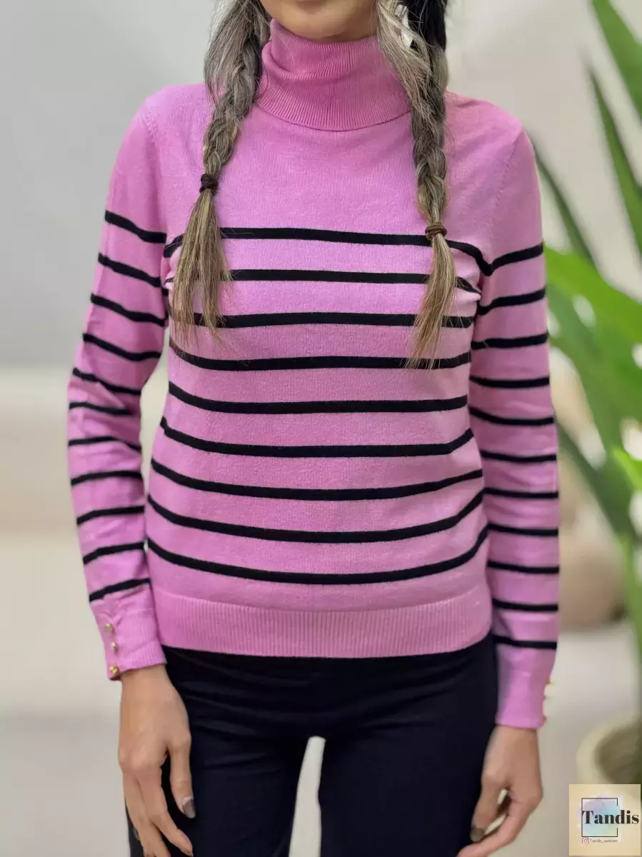 بافت راه راه آستین دکمه