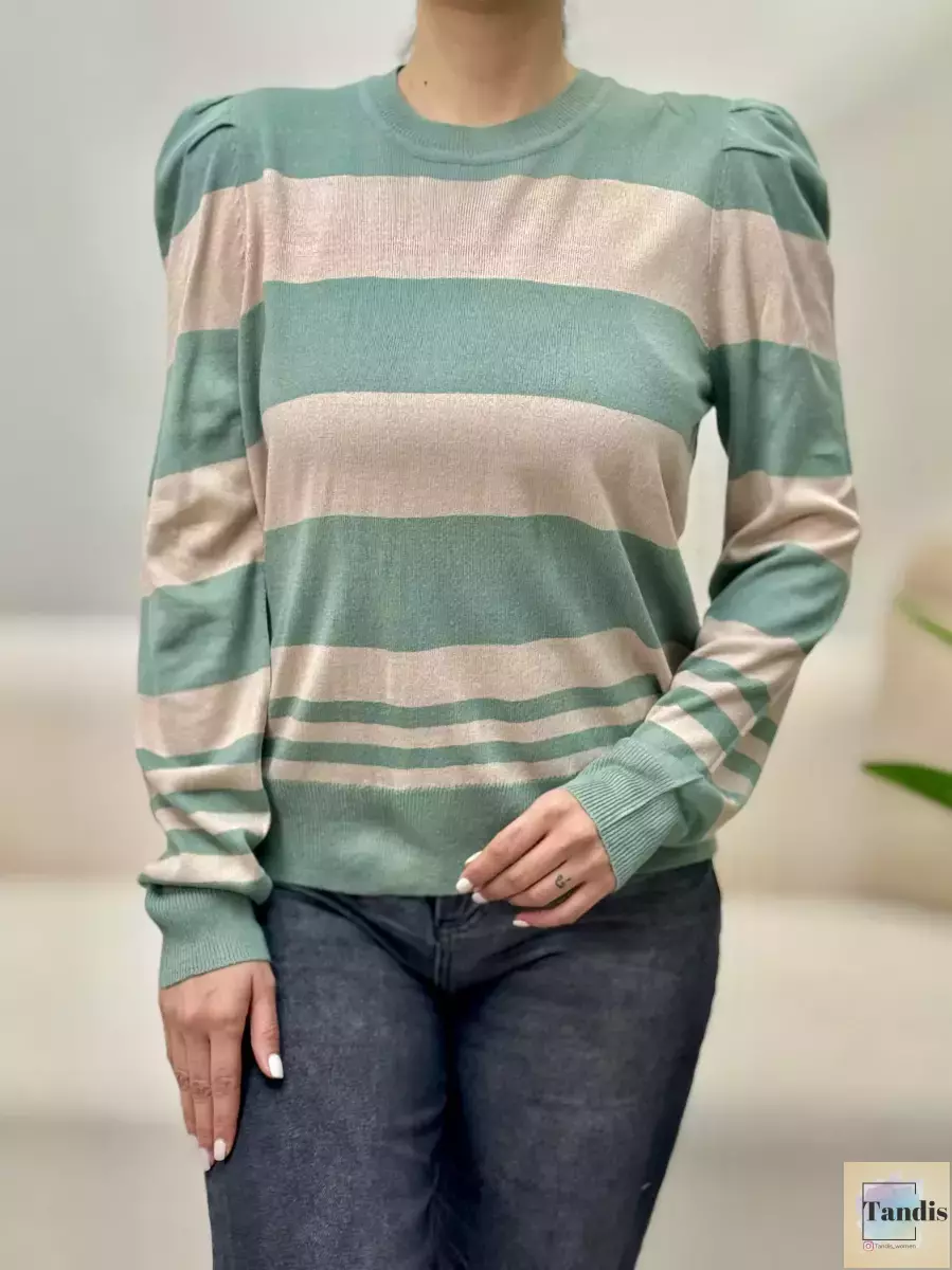 بافت راه راه سبزوکرم لورا