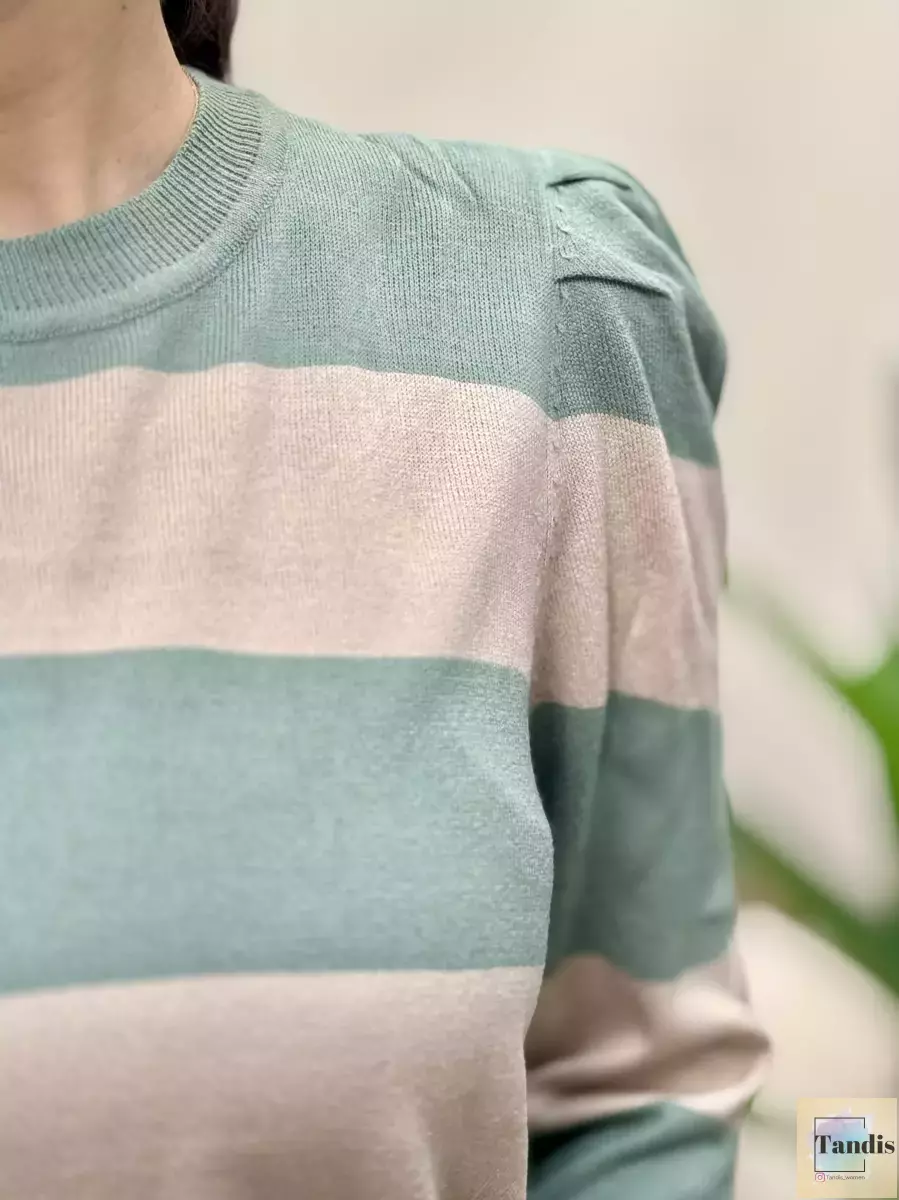 بافت راه راه سبزوکرم لورا