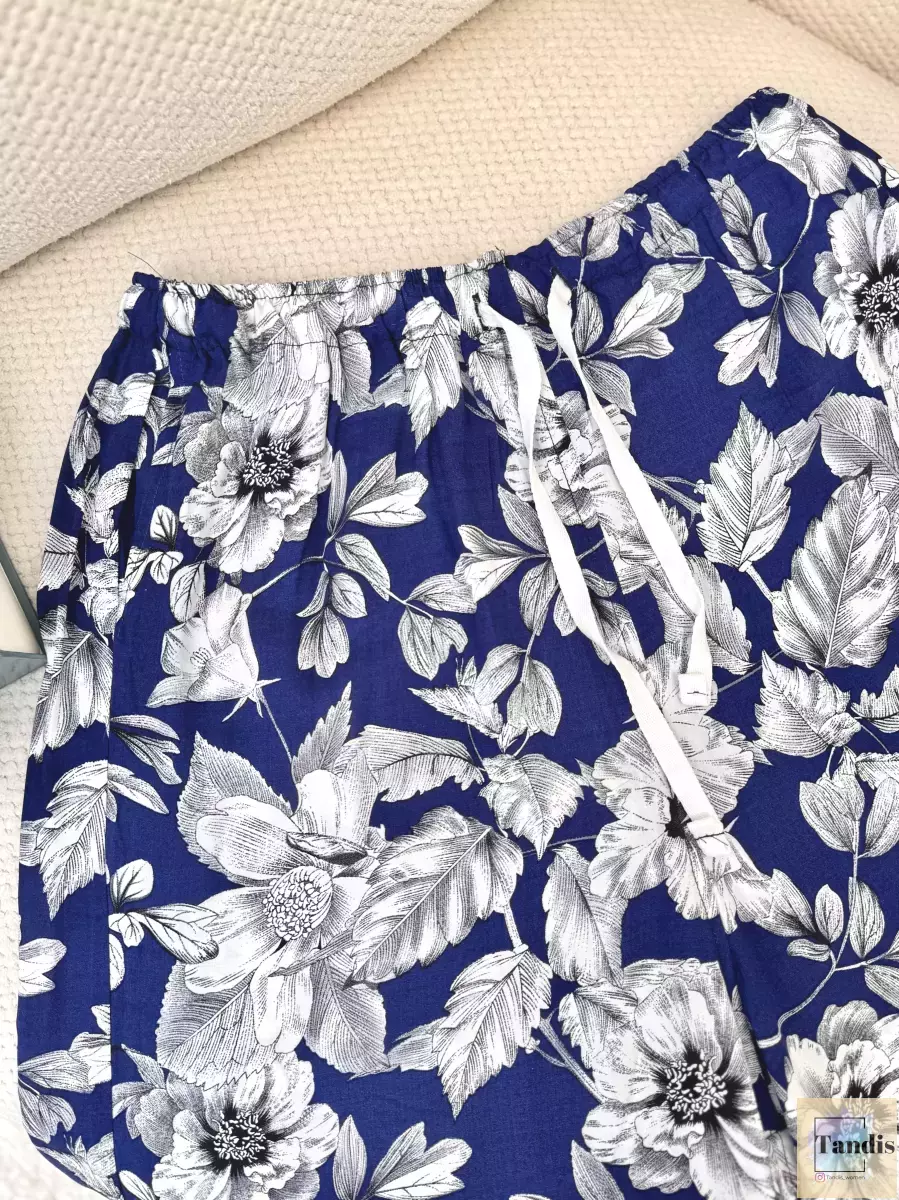 شلوارک حراجی سرمه ای طرح برگ