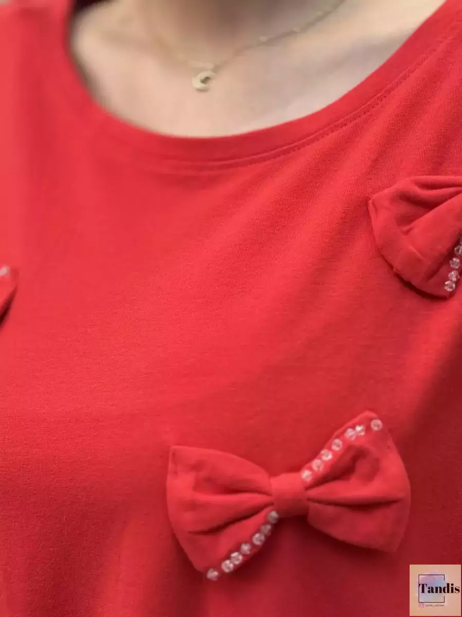 بلوز آستین بلند طرح پاپیون