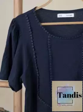 تیشرت خامه دوزی نقطه ای سرمه ای