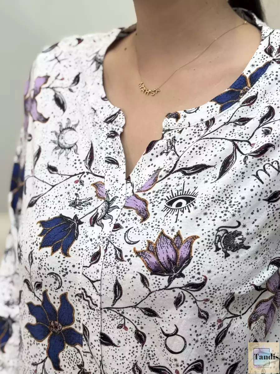 بلوز آستین بلند طرح گل