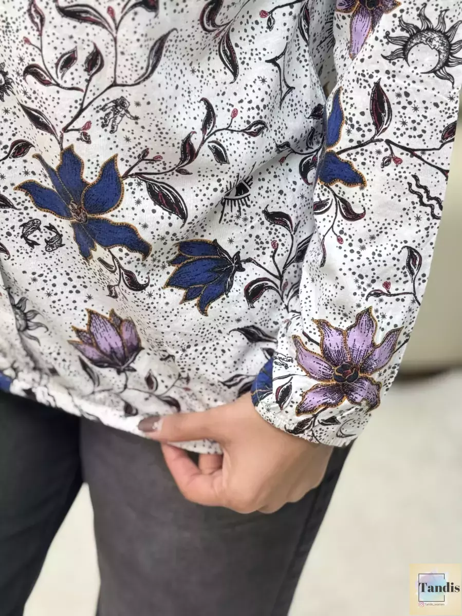 بلوز آستین بلند طرح گل