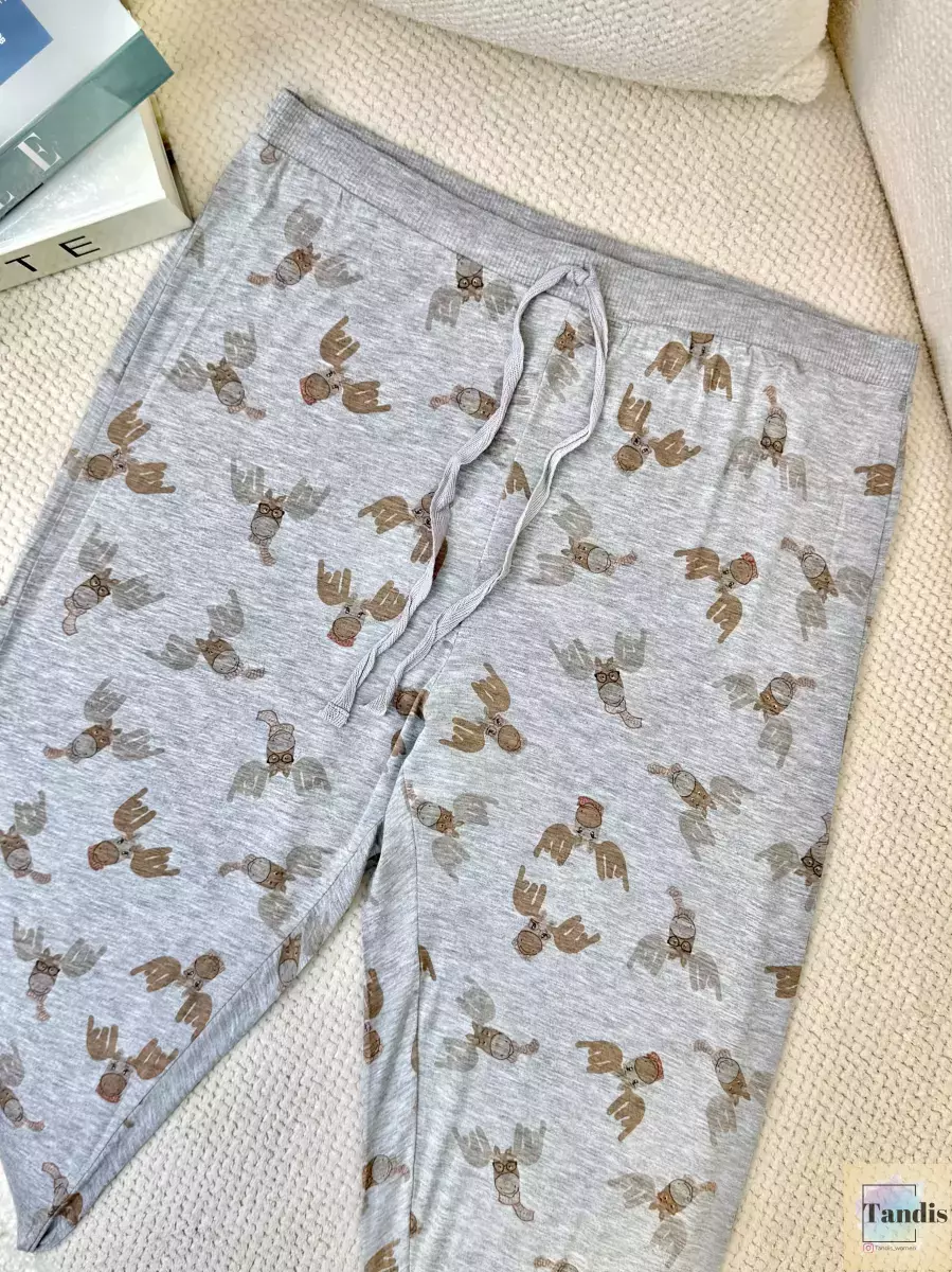 شلوار راحتی لاوین رز طوسی طرح دار