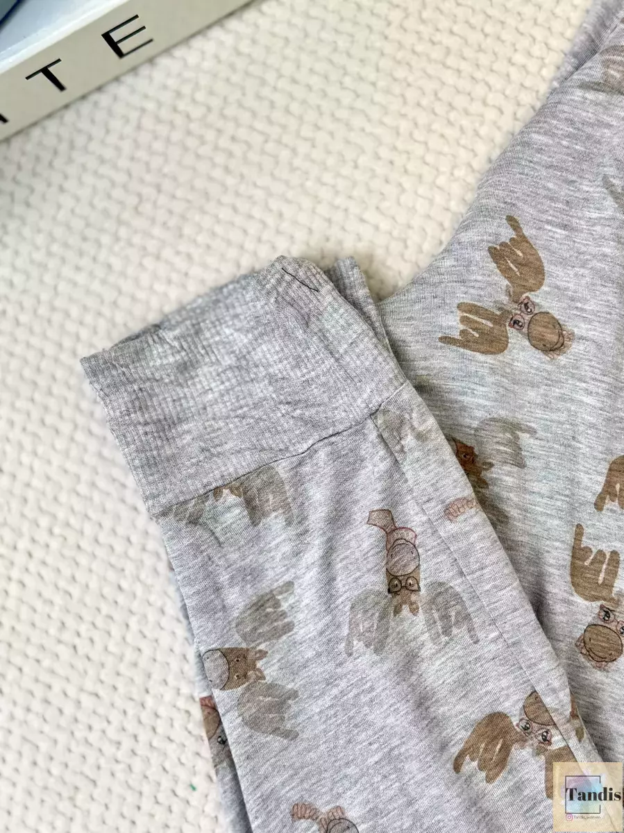 شلوار راحتی لاوین رز طوسی طرح دار