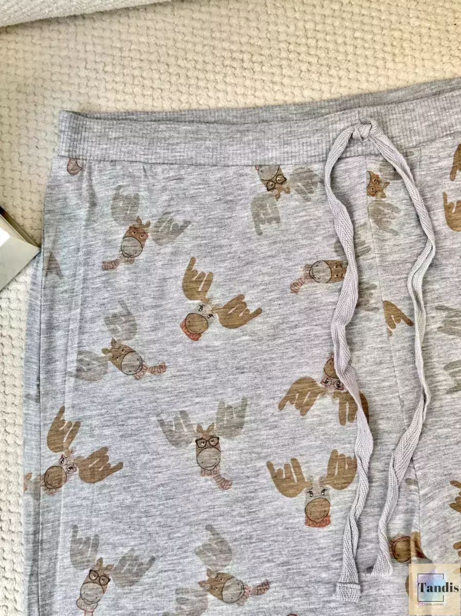 شلوار راحتی لاوین رز طوسی طرح دار