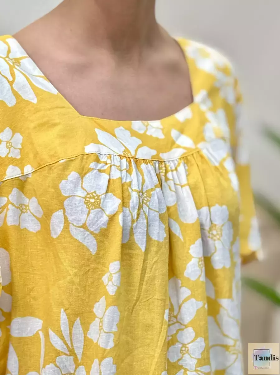 شومیز لینن یقه خشتی