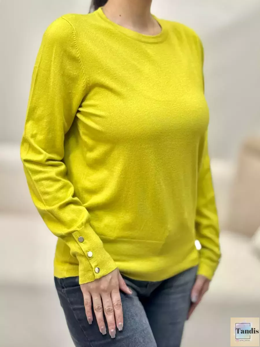 بافت یقه گرد آستین دکمه