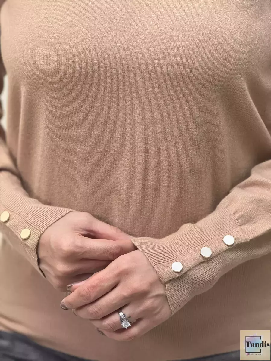 بافت یقه گرد آستین دکمه