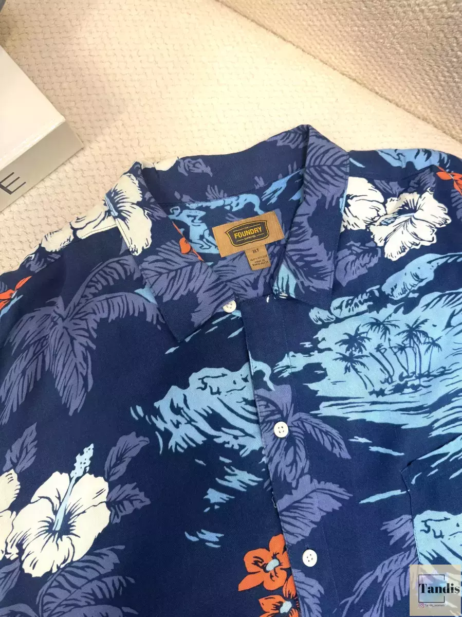 پیراهن مردانه آبی طرحدار