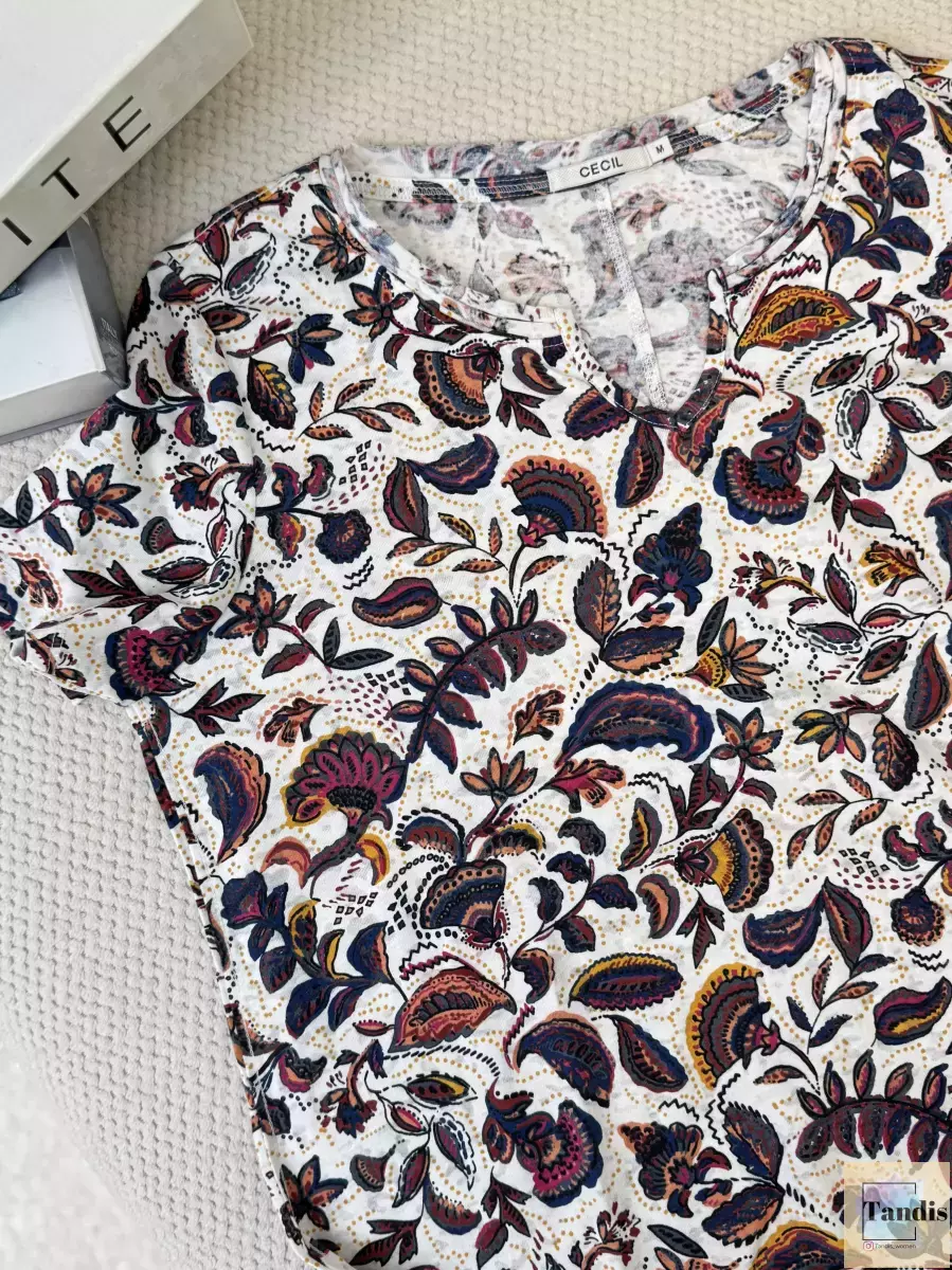 تیشرت آستین کوتاه گلدار سیسیل