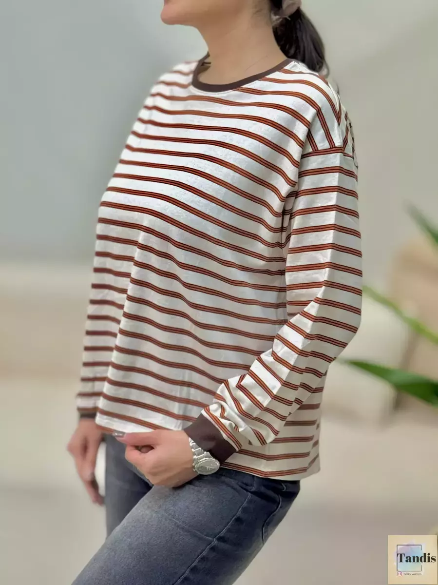 تیشرت راه راه آجریamerican