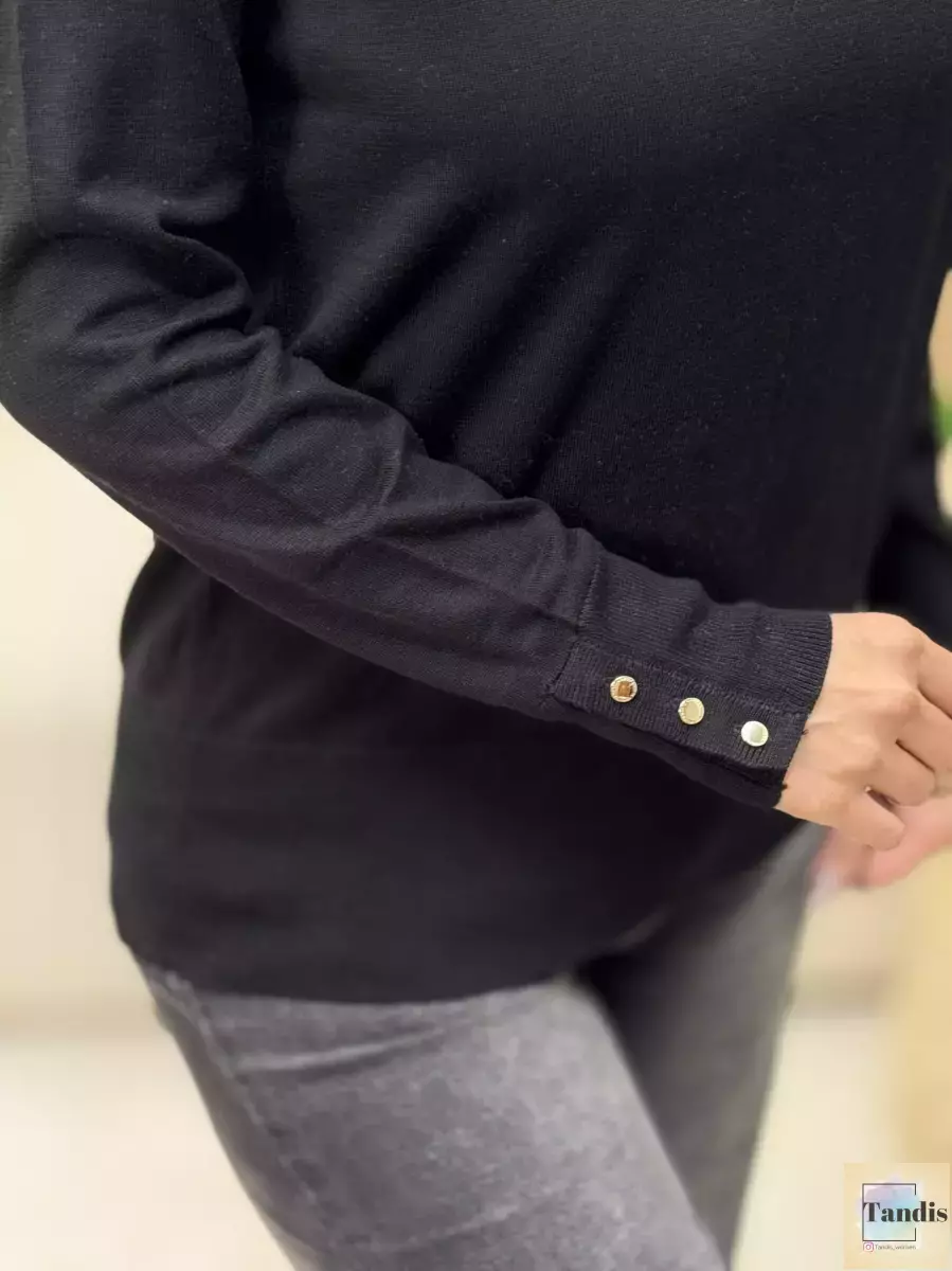 بافت آستین دکمه زارا مشکی