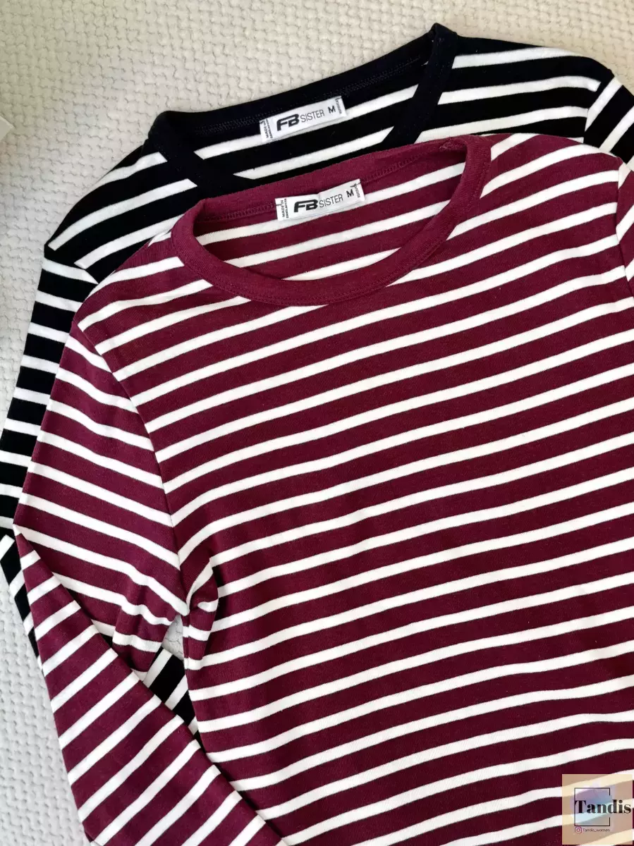 تیشرت کراپ راه راه fb