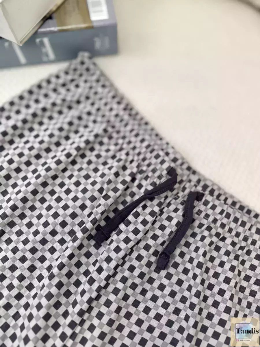 شلوار راحتی چهارخانه طوسی