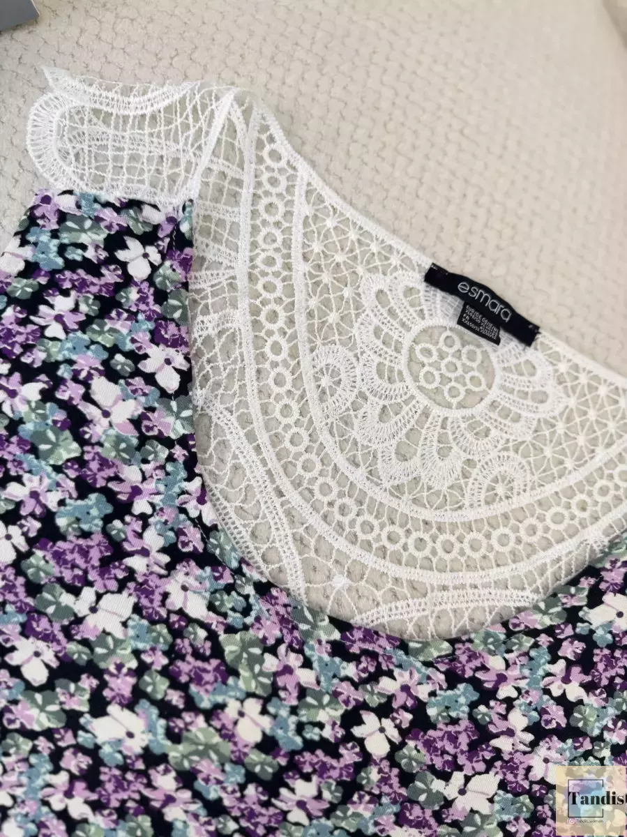 تاپ بنفش گلدار