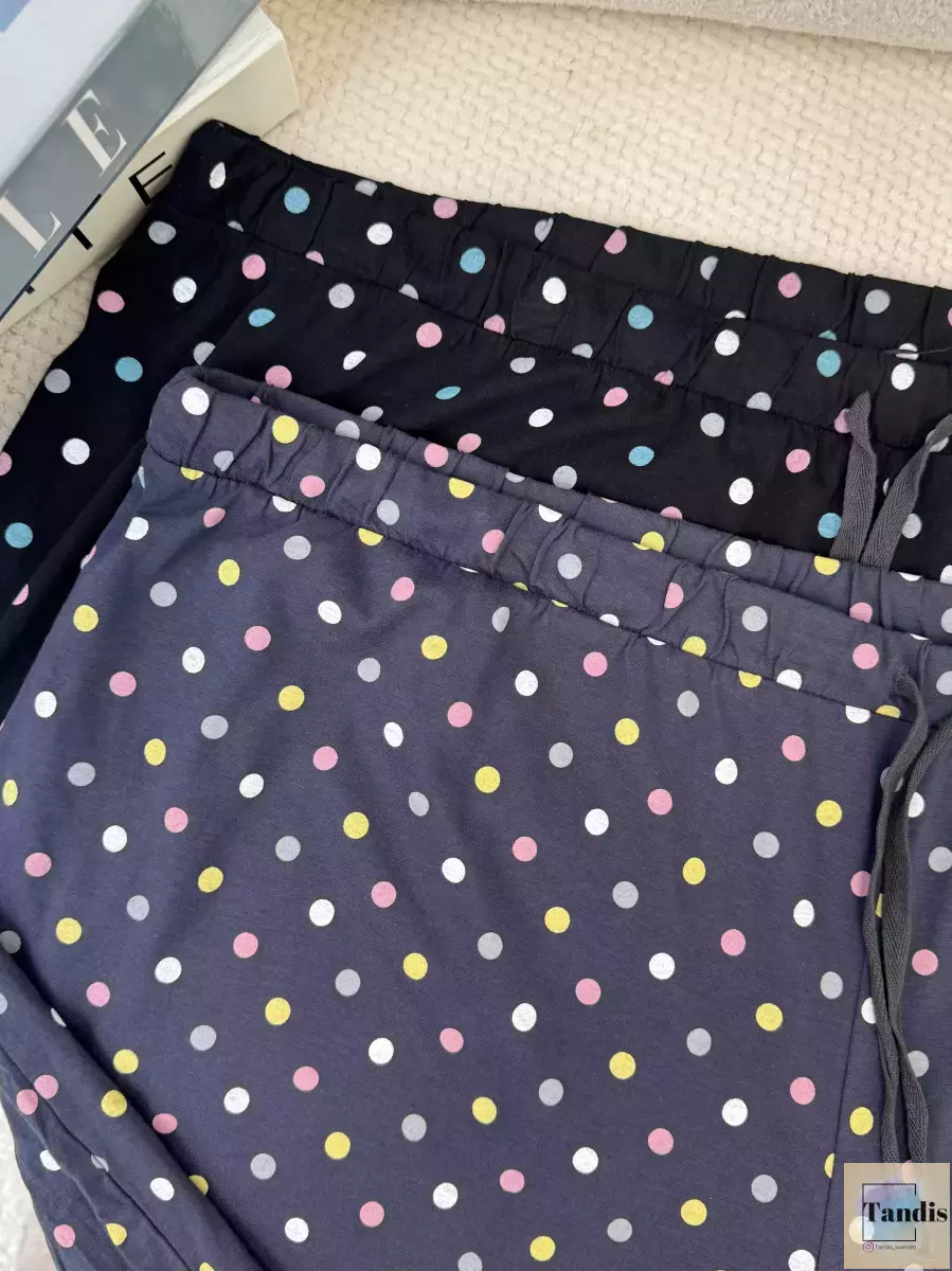 شلوارک خال خالی (مشکی و طوسی)