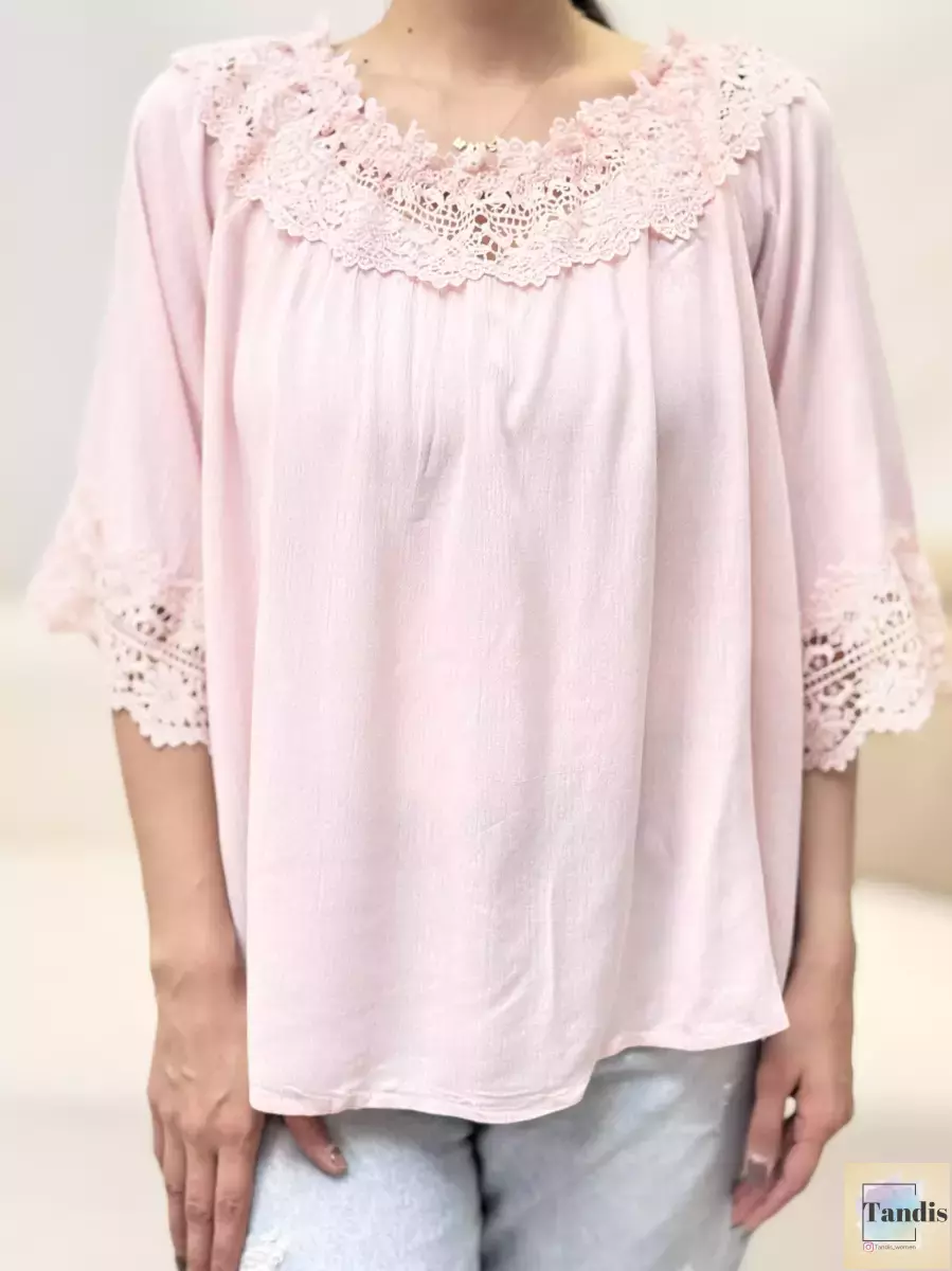 شومیز آستین بلند گیپوردار