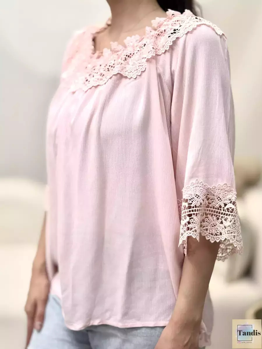 شومیز آستین بلند گیپوردار