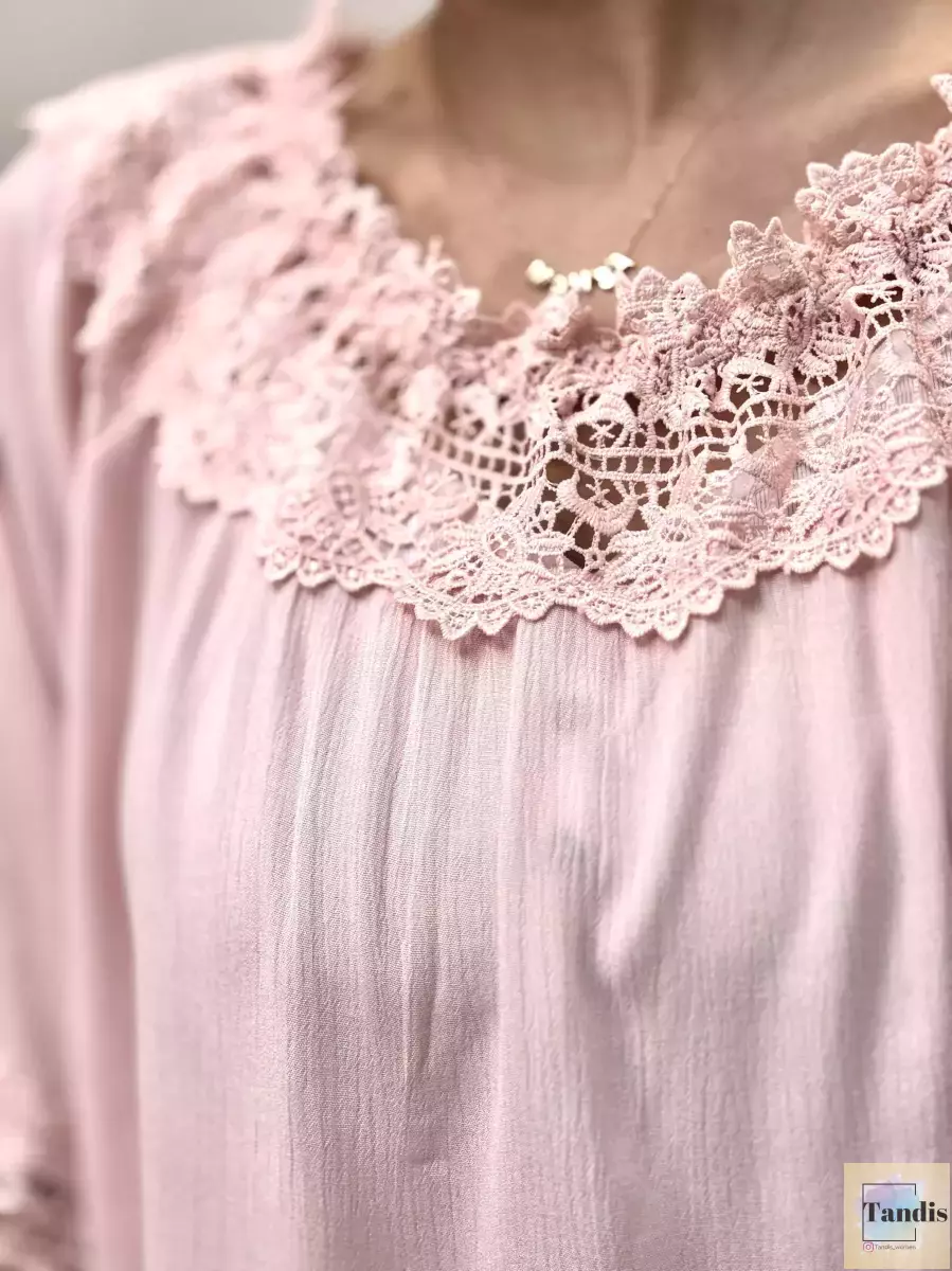 شومیز آستین بلند گیپوردار