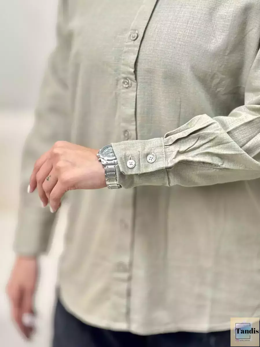 شومیز لینن دکمه چوبی (چند رنگ)