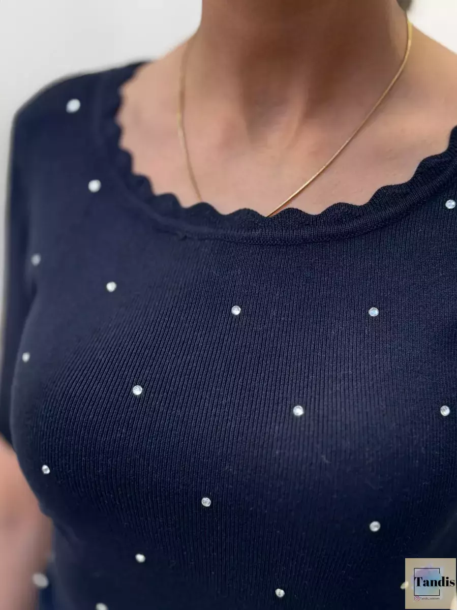 بافت یقه دالبر نگین دار