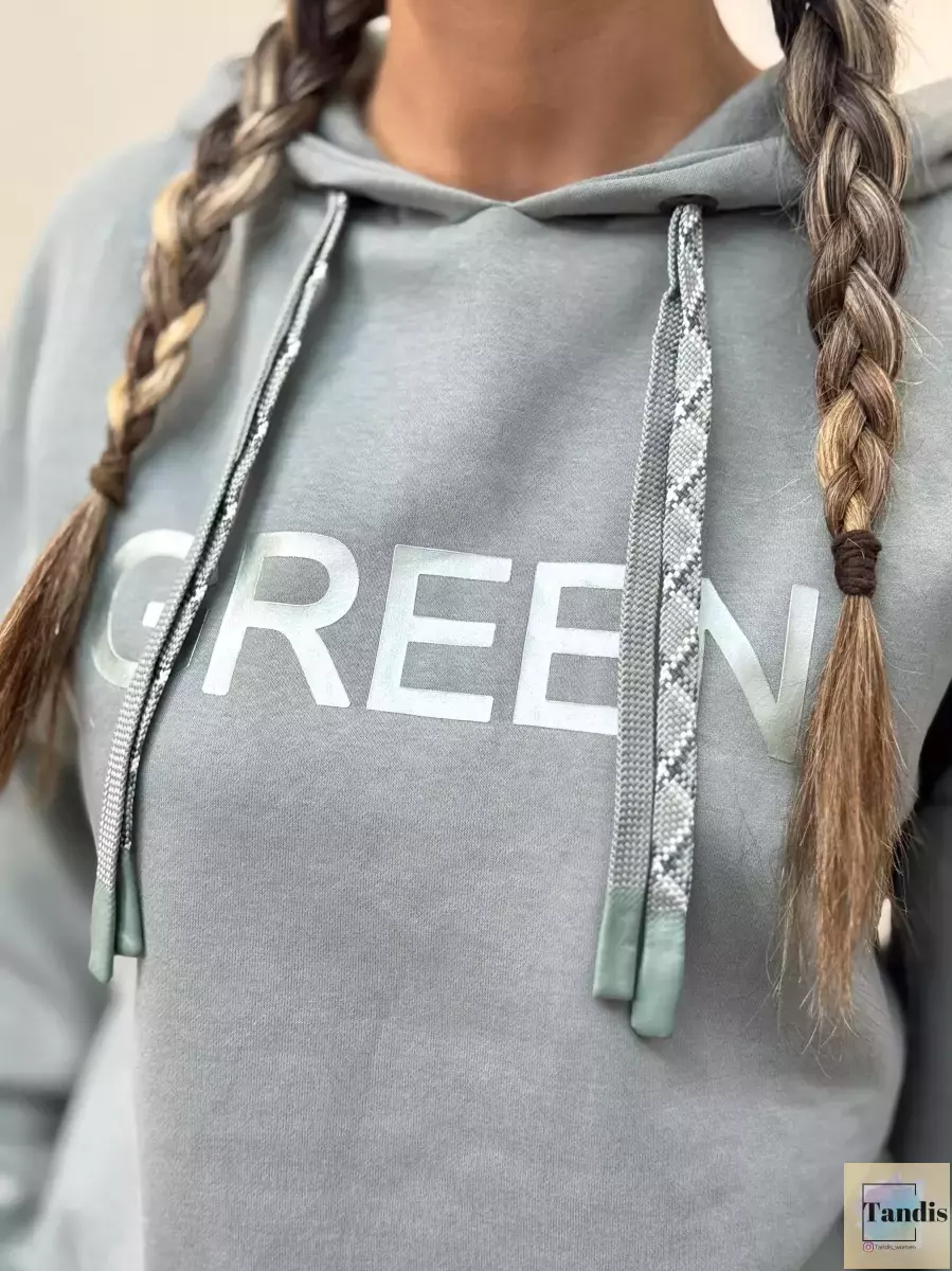 هودی سبز چاپ دار gina