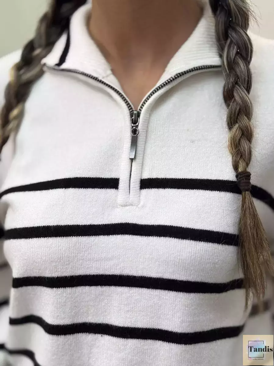 سویشرت نیم زیر راه راه