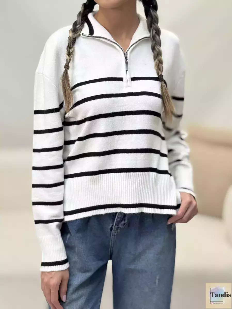 سویشرت نیم زیر راه راه