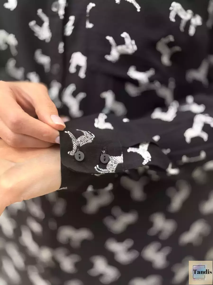 شومیز مشکی طرح گورخر