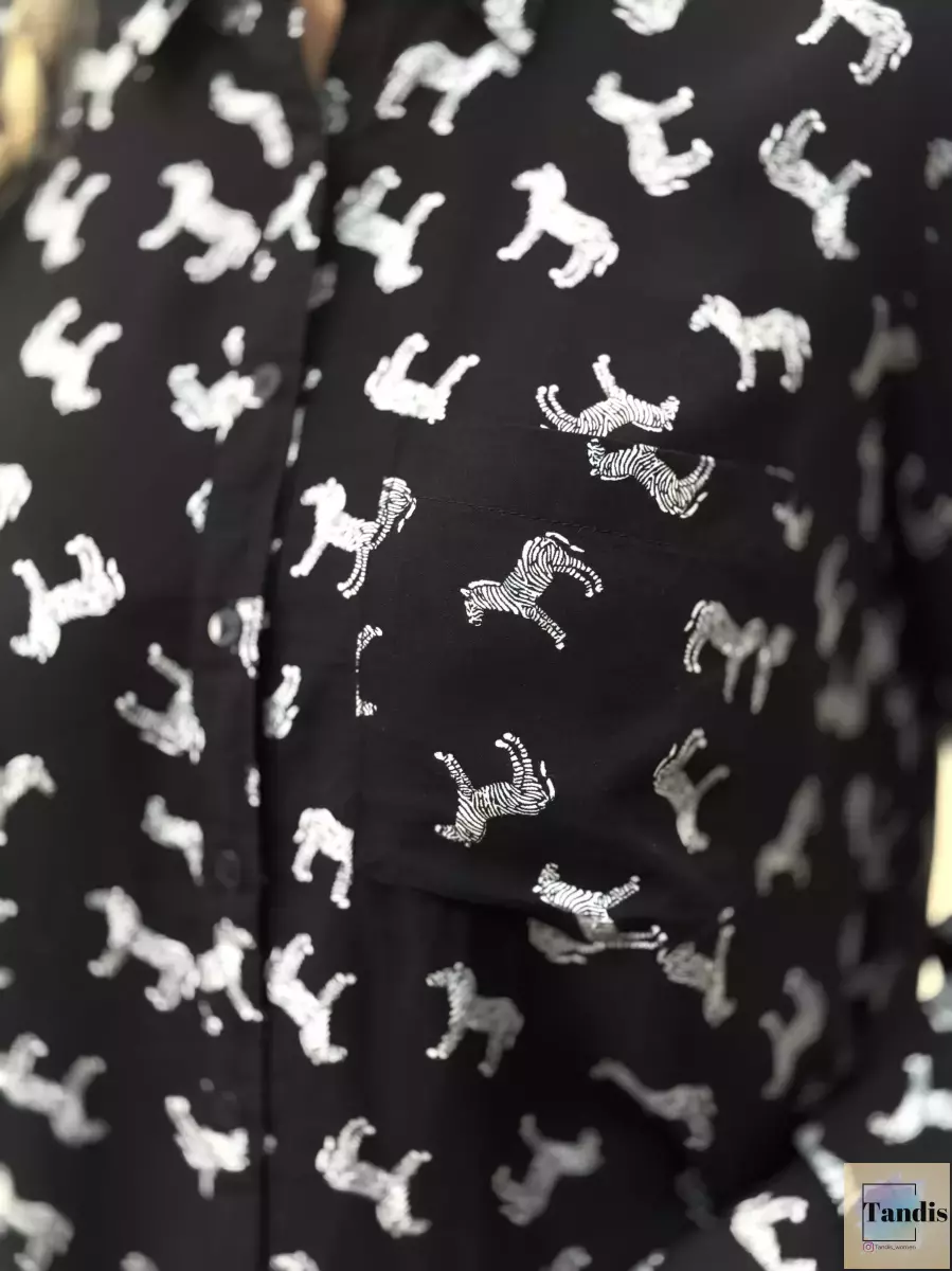 شومیز مشکی طرح گورخر