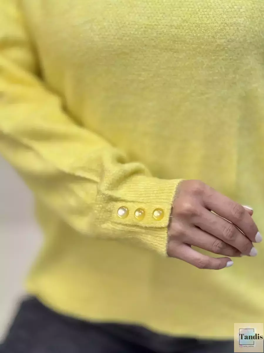 بافت آستین دکمه زرد و نارنجی