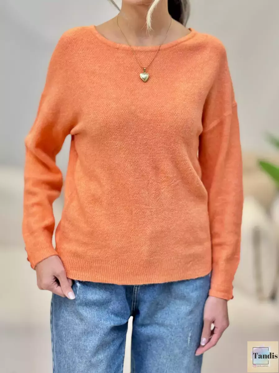 بافت آستین دکمه زرد و نارنجی