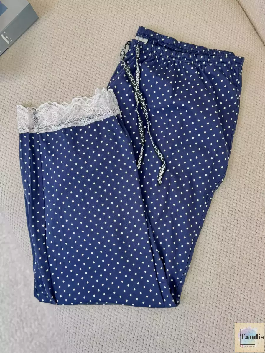 شلوار راحتی خال خالی سرمه ای