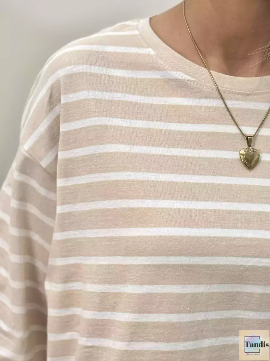 تیشرت باکسی پایین شومیزی راه راه