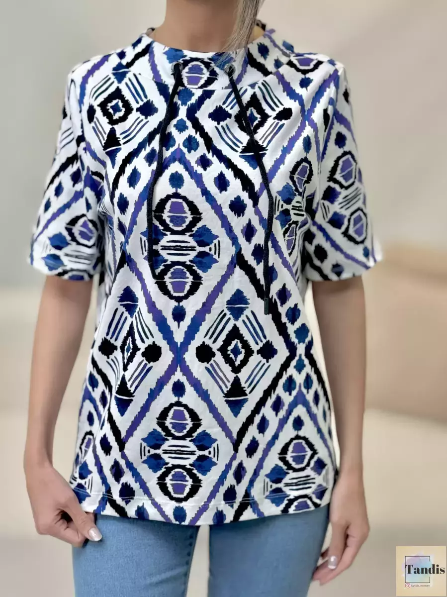 تیشرت دو طرح بند دار(سفید/سرمه ای)