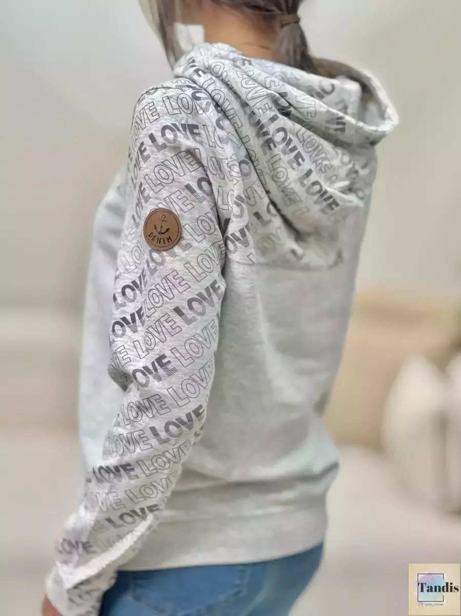 هودی نیم زیپ طوسی روشن