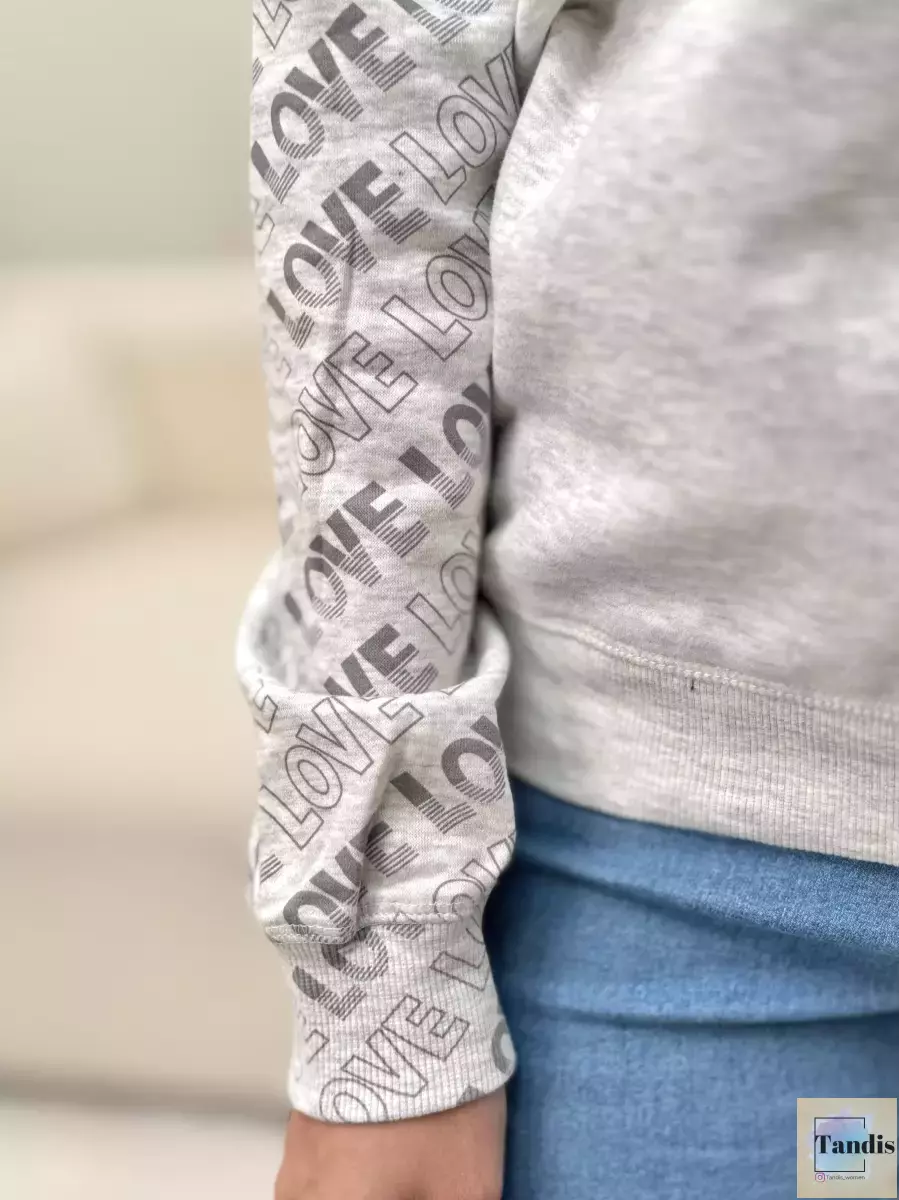 هودی نیم زیپ طوسی روشن