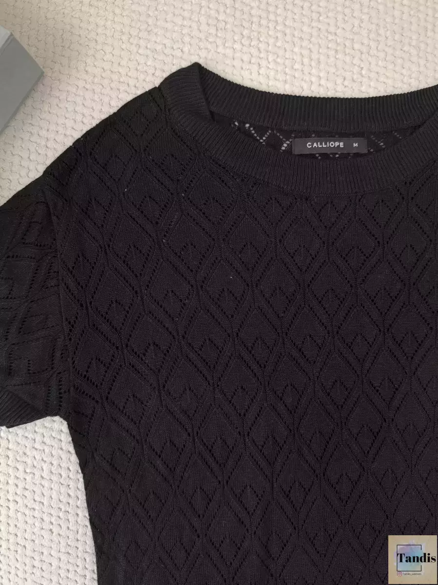 بافت کراپ سفید/مشکی