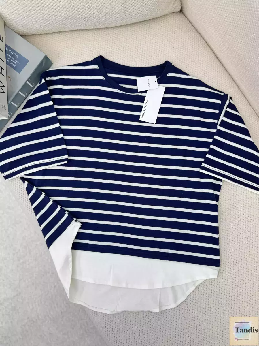 تیشرت باکسی پایین شومیزی راه راه