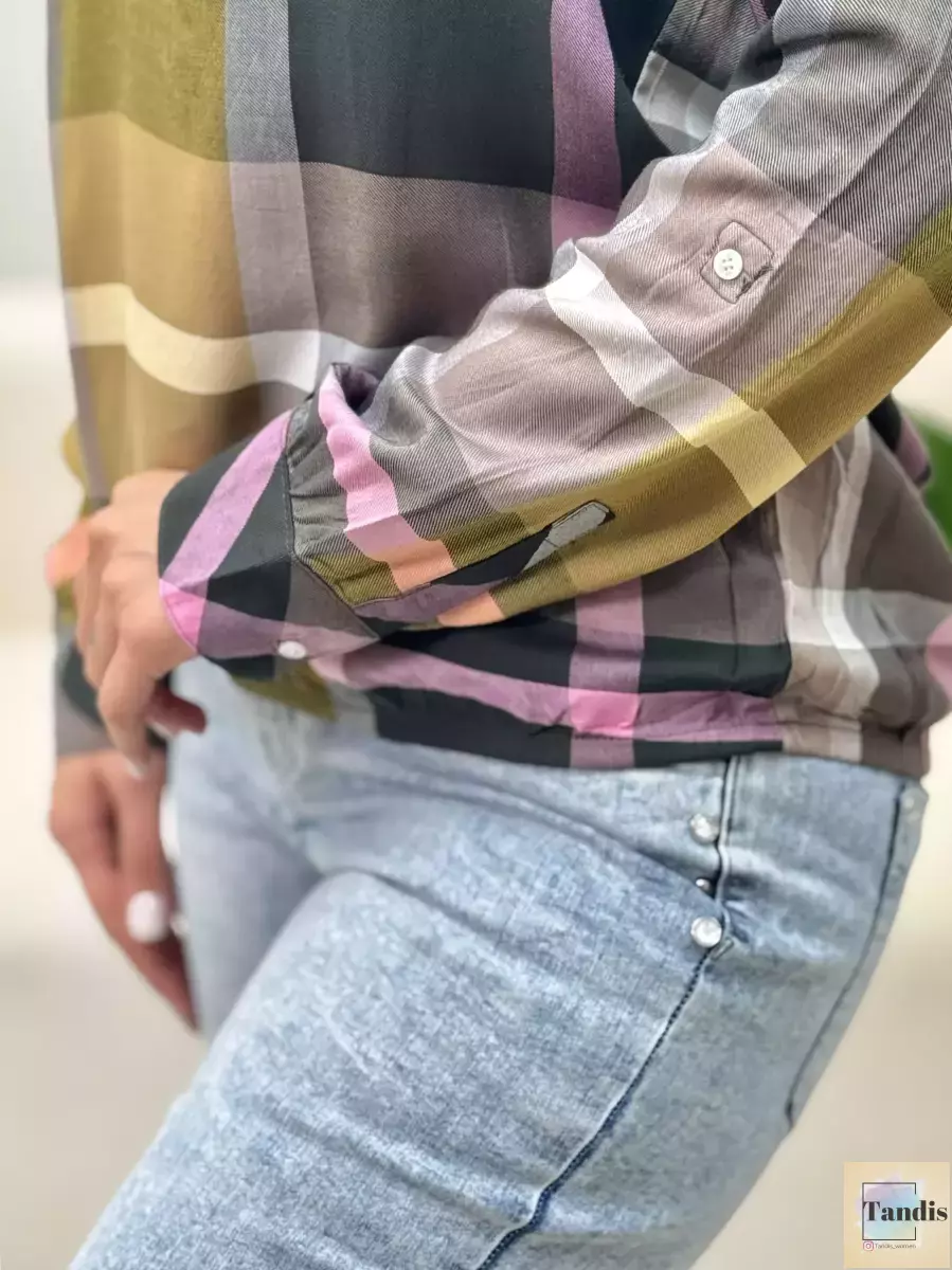 شومیز چهارخانه سبز