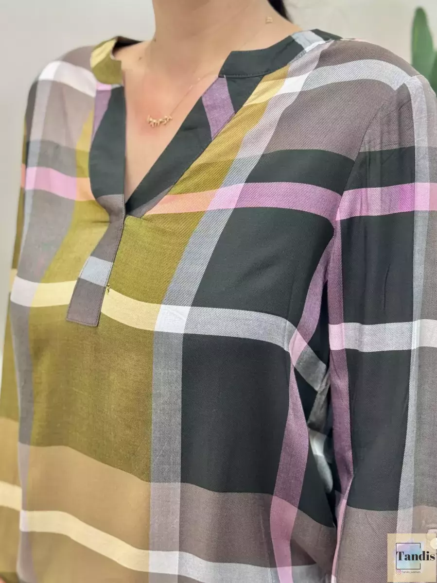 شومیز چهارخانه سبز