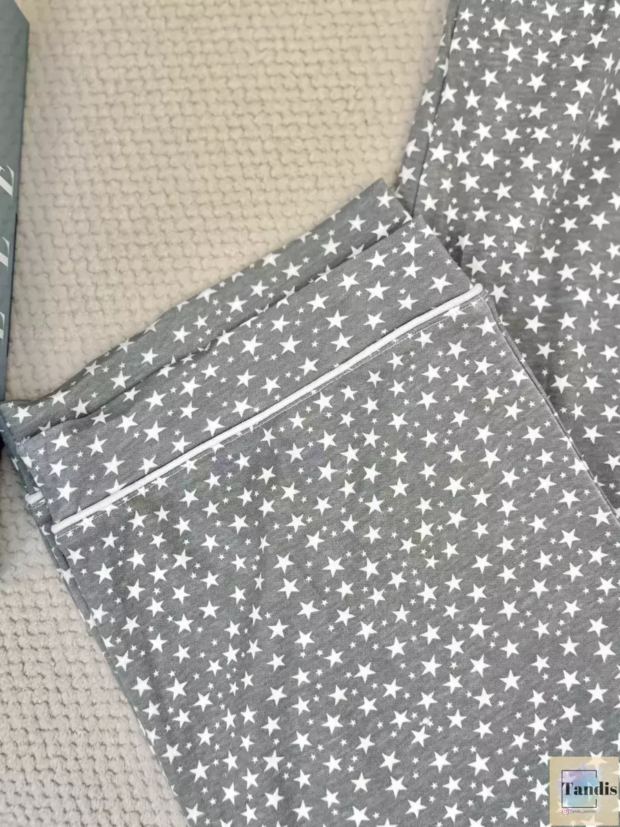 شلوار راحتی طوسی طرح ستاره